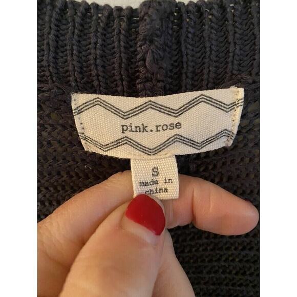 Pink Rose Knitted Gray Sweater. Sz.S - Picture 3 of 4